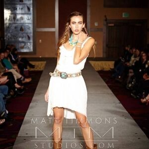 White High Low Silk Eyelet Skirt with Silk Eyelet Ruffled Cami